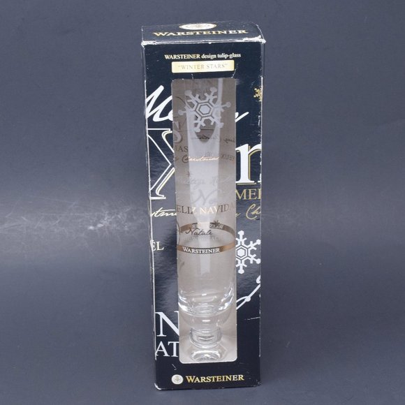 Warsteiner Merry Christmas Winter Stars Tulip Champagne Beer Glass with Box 2010 - Picture 2 of 16